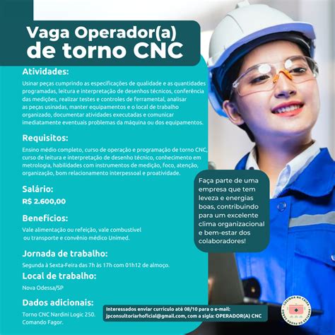 Vagas de Emprego de Operador de Torno CNC 